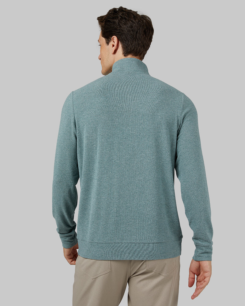 32 Degrees Everpine Heather _ Men's sweater Knit ¼ Zip Top {model: Leo is 6'1", wearing size M}{bottom}{right} {bottom}{right}