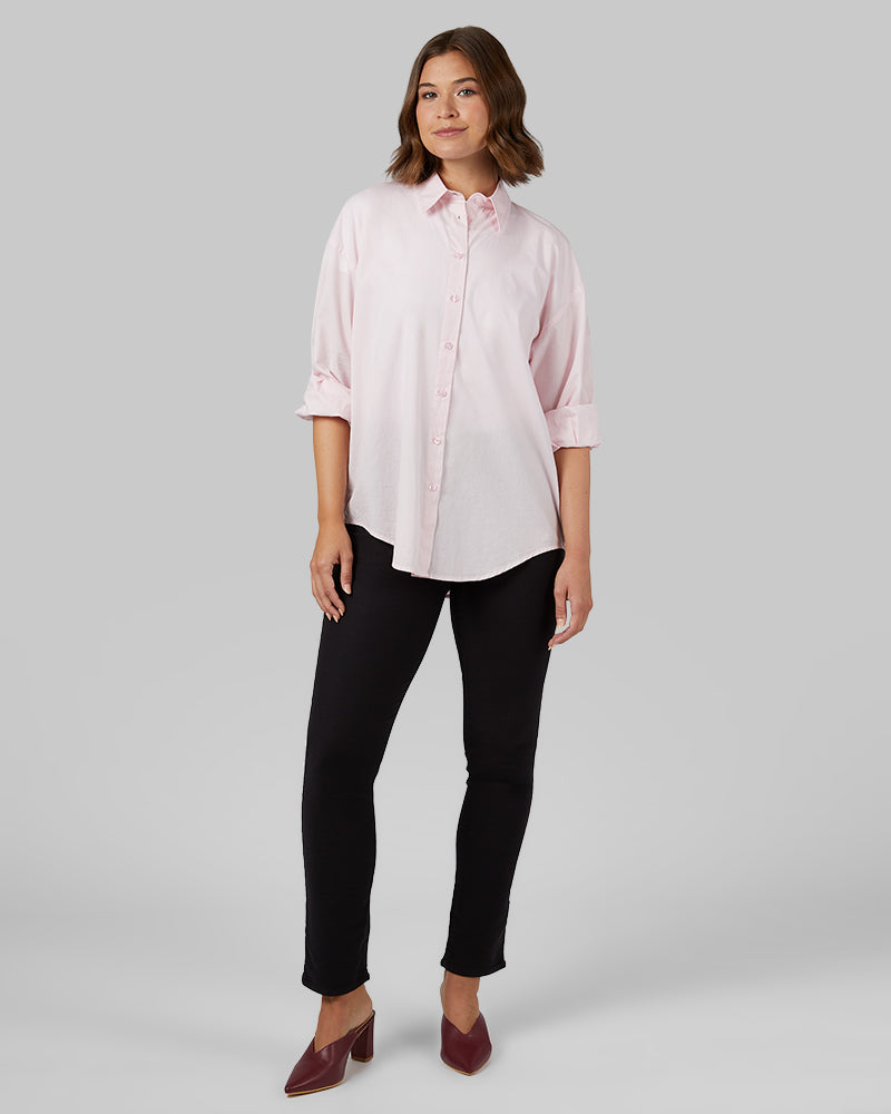 32 Degrees Cherry Blossom _ Women's Oversized Cotton Long sleeve Button-Up {model: Taylor is 5'9"and size 4 wearing size S}{bottom}{right} {bottom}{right}