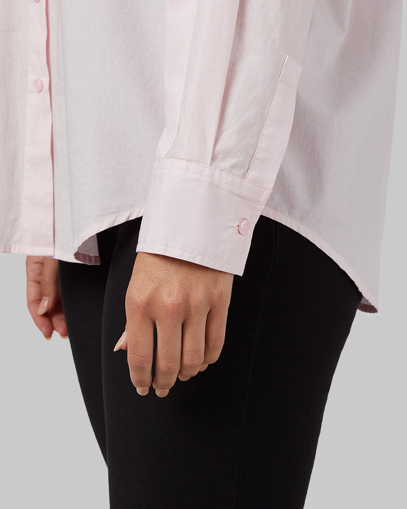 32 Degrees Cherry Blossom _ Women's Oversized Cotton Long sleeve Button-Up {model: Taylor is 5'9"and size 4 wearing size S}{bottom}{right} {bottom}{right}