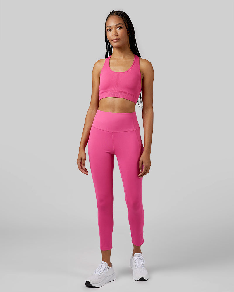 32 Degrees Raspberry Rose _ Women's Seamless Racerback Sports Bra {model: Dido is 5'9"and size 4, wearing size S}{bottom}{right} {bottom}{right}