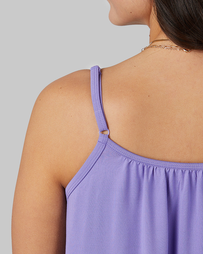 32 Degrees Aster Purple _ Women's Cool Flowy Bra Cami {model: Maya is 5'7"and size 12 wearing size L}{bottom}{right} {bottom}{right}