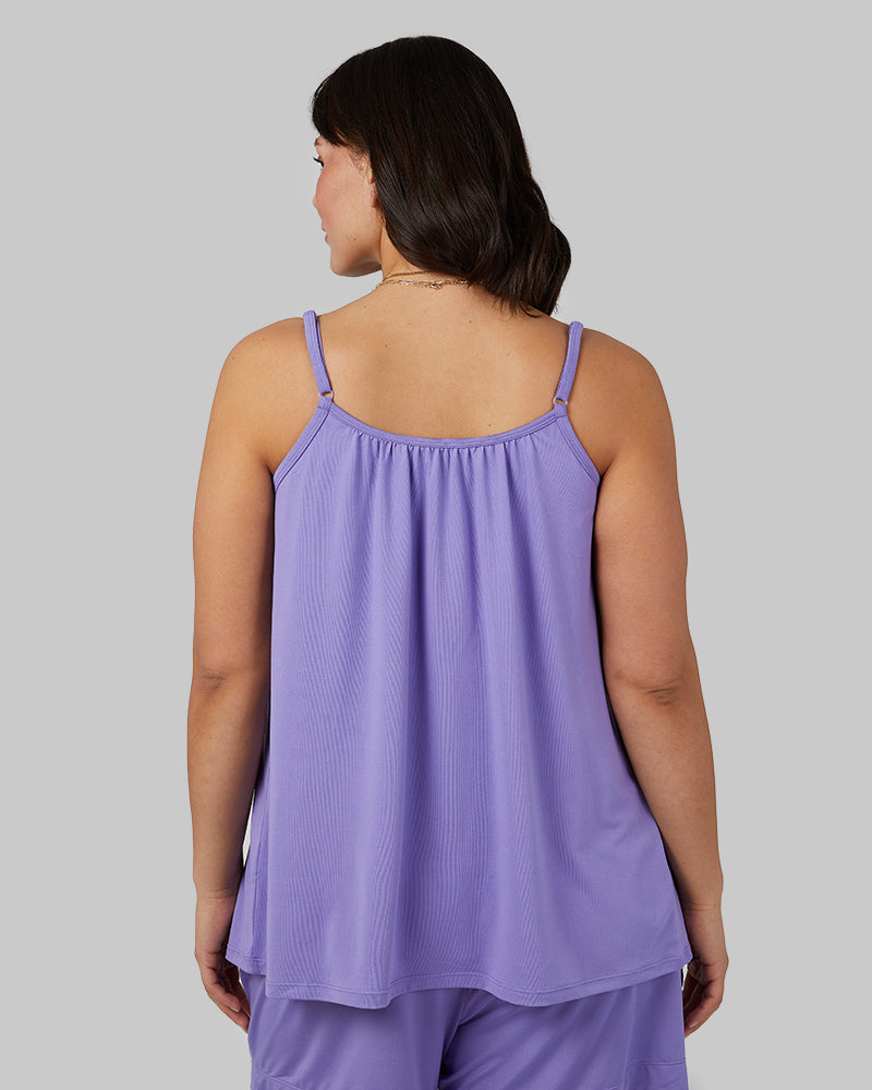 32 Degrees Aster Purple _ Women's Cool Flowy Bra Cami {model: Maya is 5'7"and size 12 wearing size L}{bottom}{right} {bottom}{right}