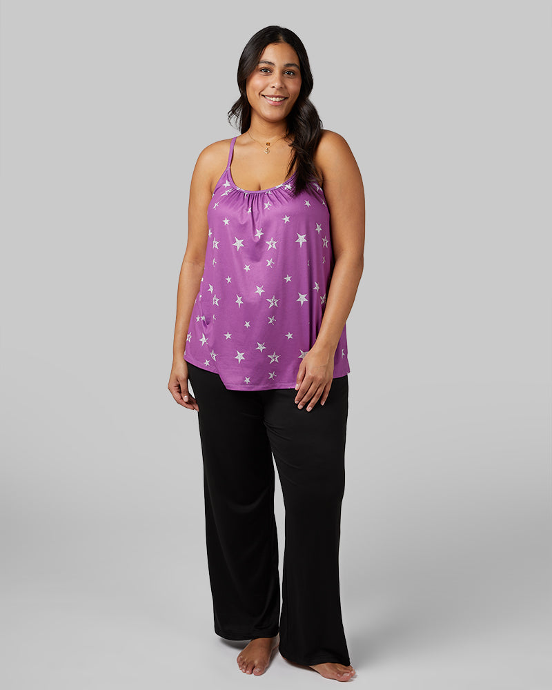 32 Degrees Dahlia Star _ Women's Cool Printed Flowy Bra Cami {model: Aimee is 5'9"and size 12 wearing size L}{bottom}{right} {bottom}{right}