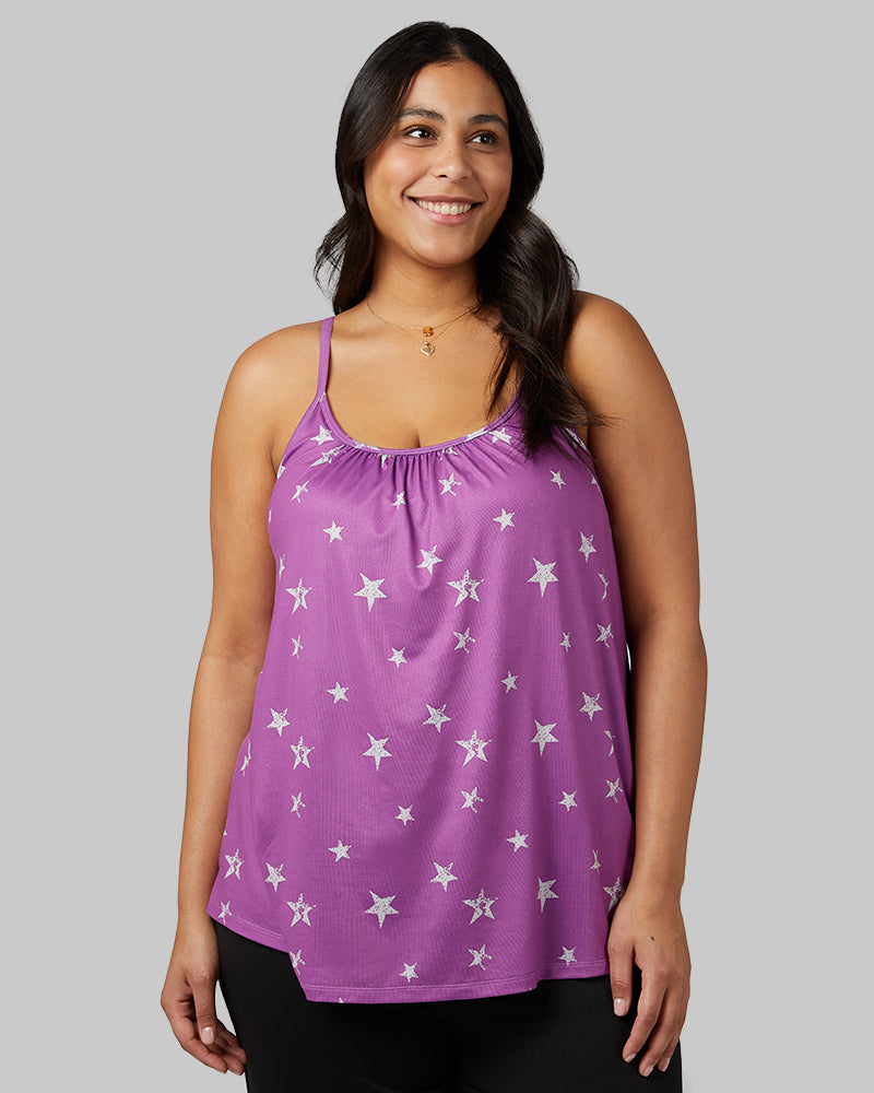 32 Degrees Dahlia Star _ Women's Cool Printed Flowy Bra Cami {model: Aimee is 5'9"and size 12 wearing size L}{bottom}{right} {bottom}{right}