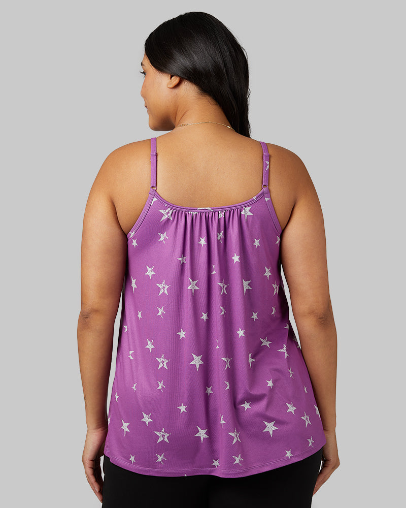 32 Degrees Dahlia Star _ Women's Cool Printed Flowy Bra Cami {model: Aimee is 5'9"and size 12 wearing size L}{bottom}{right} {bottom}{right}