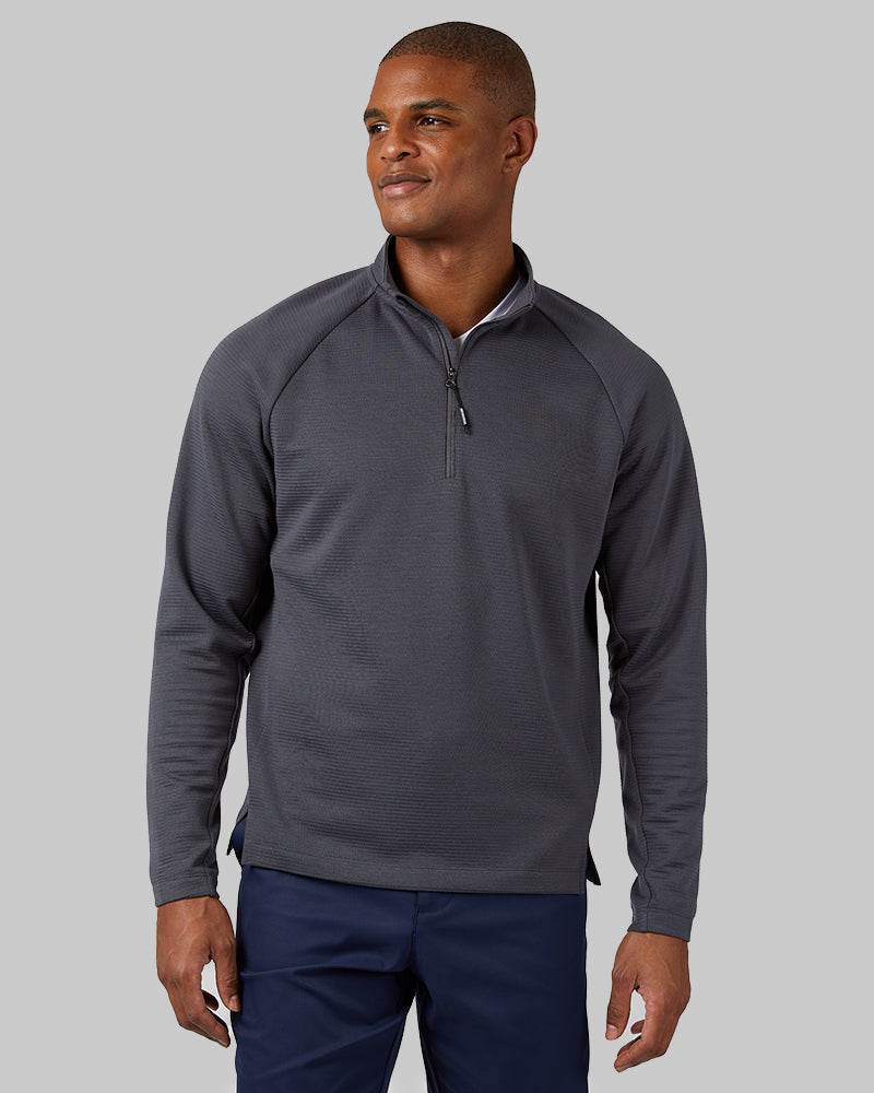 32 Degrees Iron _ Men's sport Motion 1/4 Zip Top {model: Isaiah is 6'2", wearing size M}{bottom}{right} {bottom}{right}