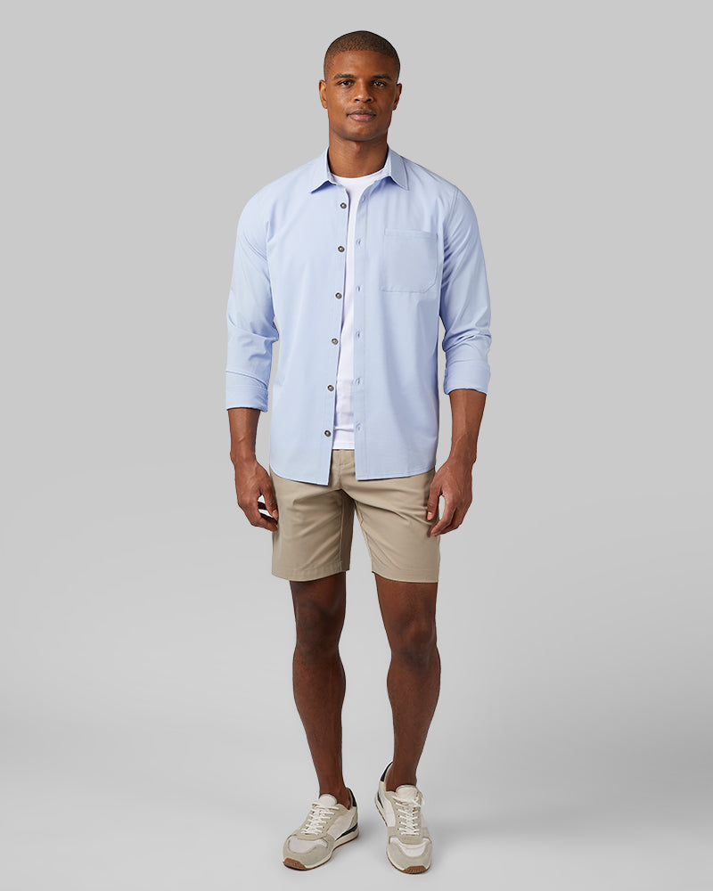 32 Degrees Bel Air Blue _ Men's Casual Long sleeve Dress shirt {model: Isaiah is 6'2", wearing size M}{bottom}{right} {bottom}{right}