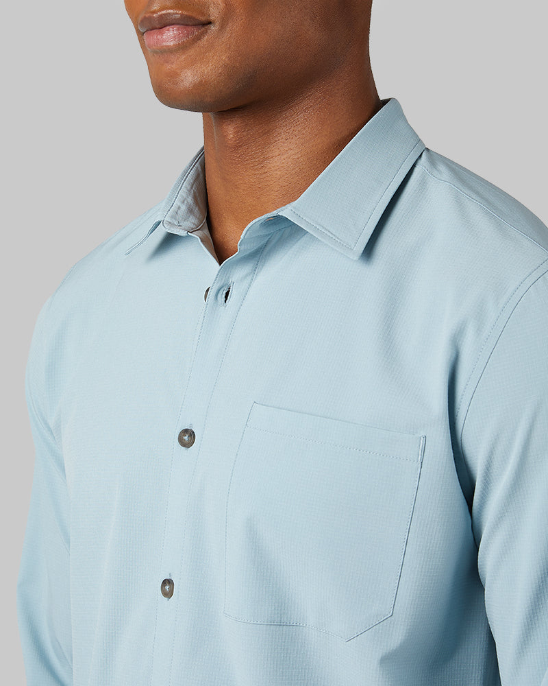 32 Degrees Laguna _ Men's Casual Long sleeve Dress shirt {model: Isaiah is 6'2", wearing size M}{bottom}{right} {bottom}{right}