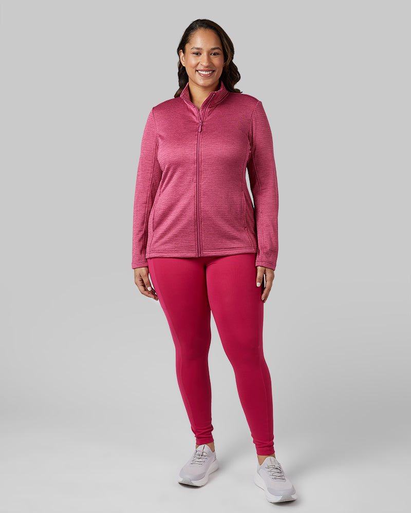 32 Degrees Malaga Space Dye _ Women's Grid Tech Full-Zip {model: Madison is 5'9and size 16 wearing size XL}{bottom}{right} {bottom}{right}