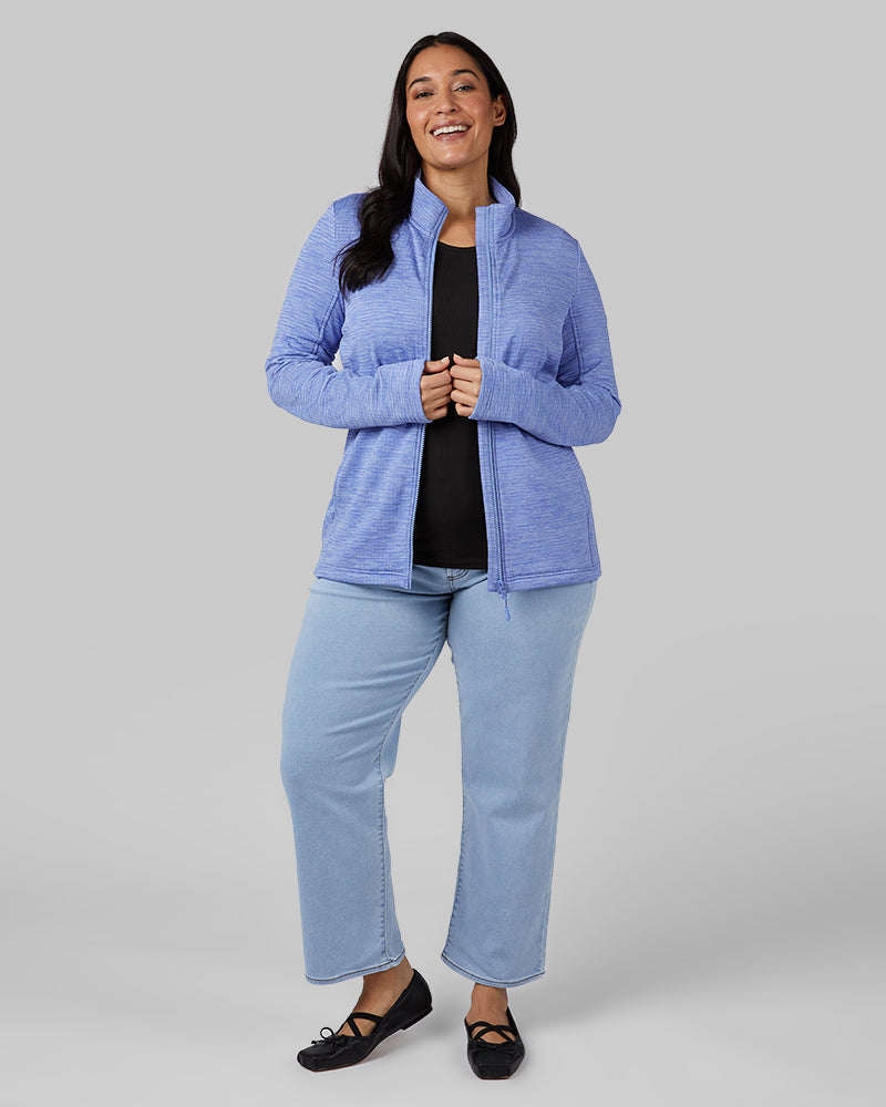 32 Degrees Persian Jewel Space Dye _ Women's Grid Tech Full-Zip {model: Amanda is 5'8"and size 14 wearing size L}{bottom}{right} {bottom}{right}