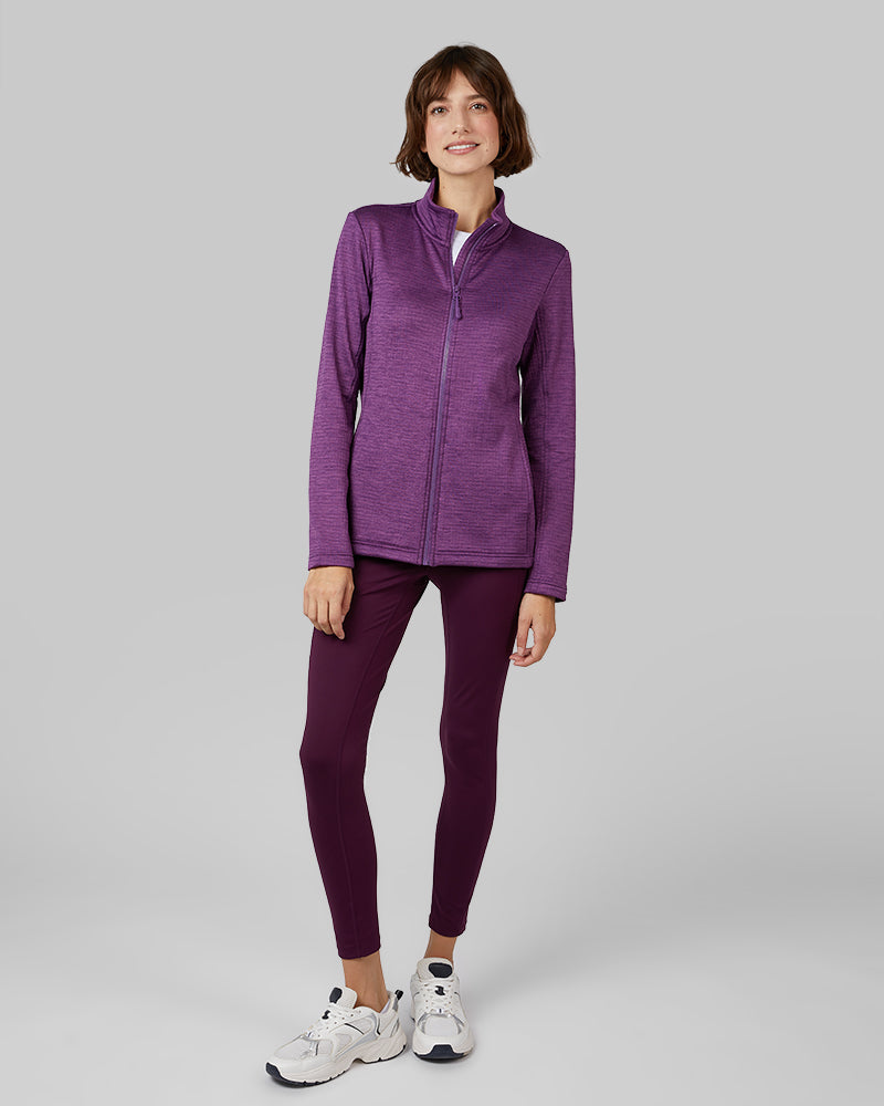 32 Degrees Plum Space Dye _ Women's Grid Tech Full-Zip {model: Kathie is 5'9"and size 4 wearing size S}{bottom}{right} {bottom}{right}