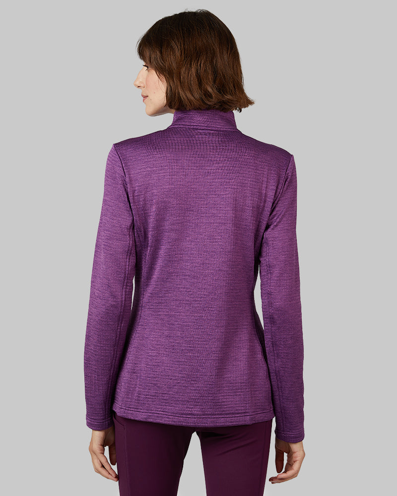 32 Degrees Plum Space Dye _ Women's Grid Tech Full-Zip {model: Kathie is 5'9"and size 4 wearing size S}{bottom}{right} {bottom}{right}