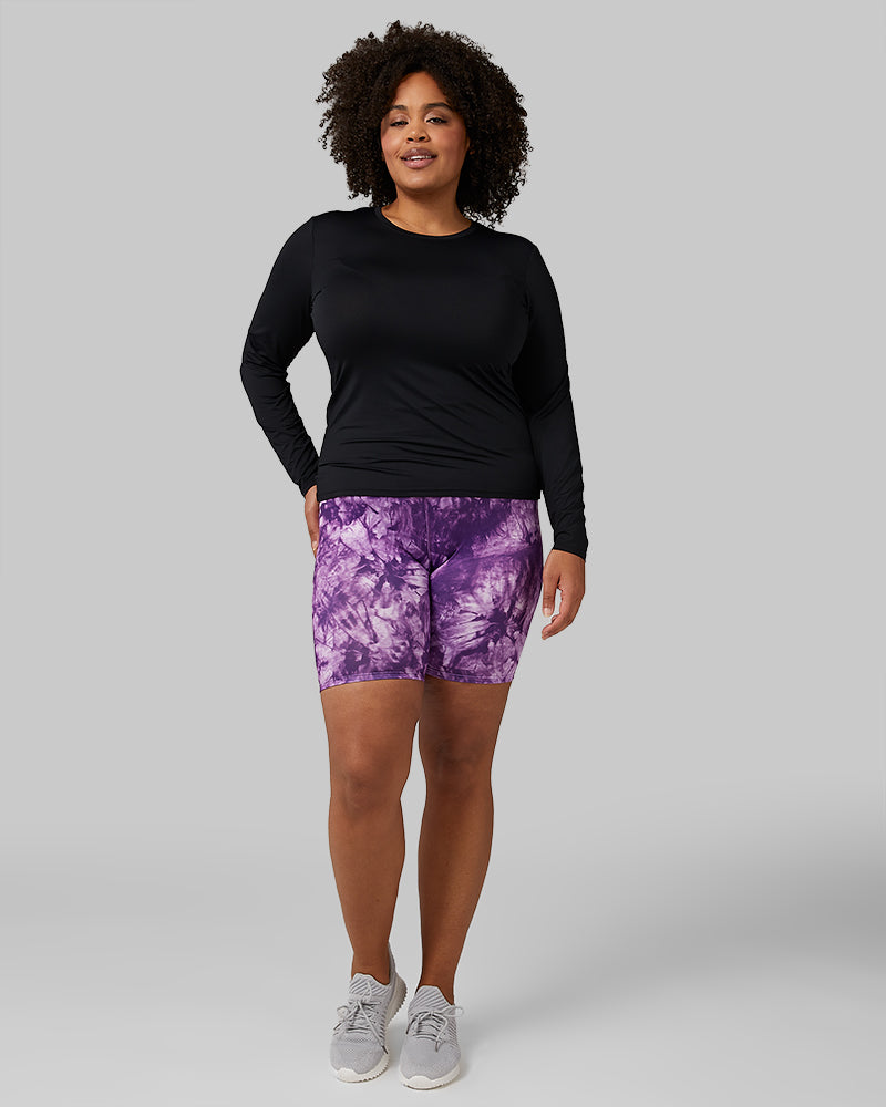 32 Degrees Black _ Women's Air Mesh Long sleeve T-shirt {model: Natalie is 5'10"and size 14 wearing size L}{bottom}{right} {bottom}{right}