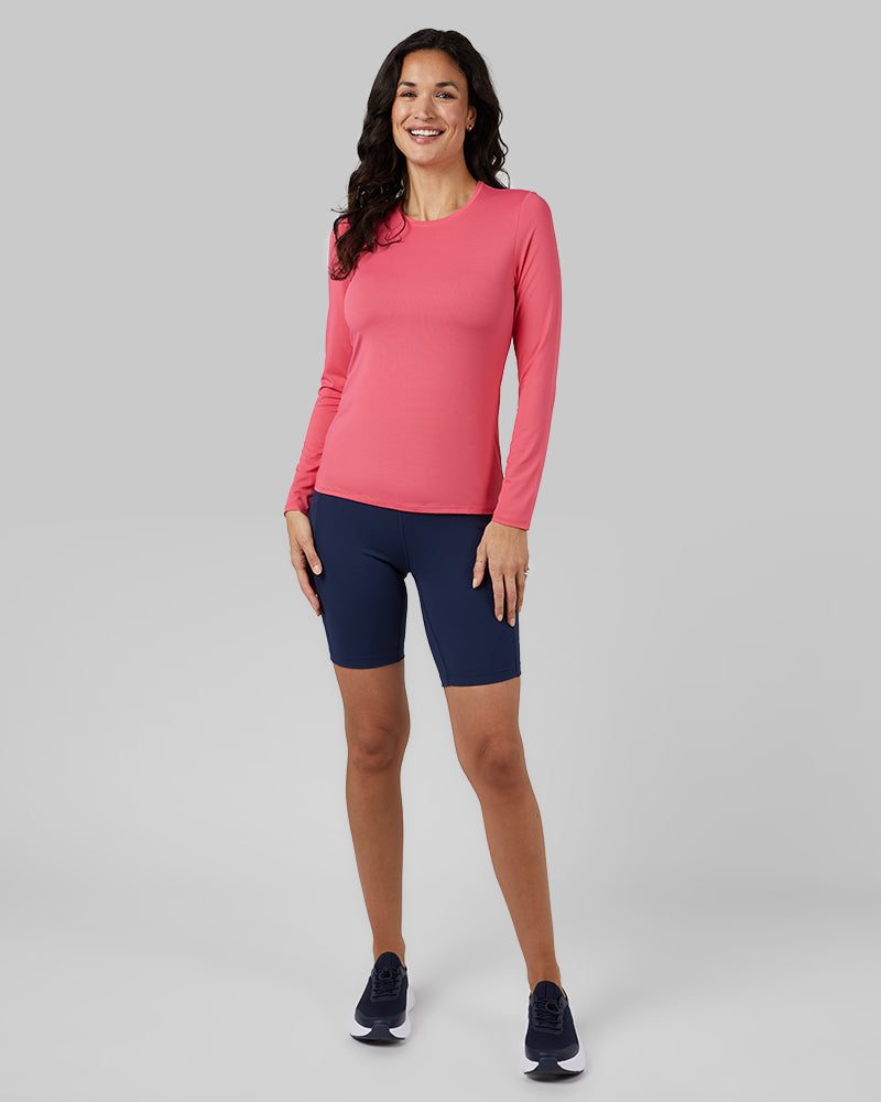32 Degrees Honeysuckle _ Women's Air Mesh Long sleeve T-shirt {model: Scarlett is 5'10"and size 4 wearing size S}{bottom}{right} {bottom}{right}
