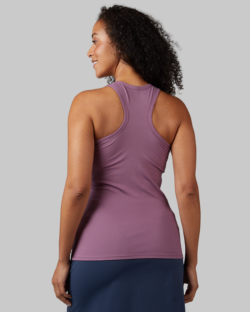 32 Degrees Grapeade _ Women's soft Rib Racerback Bra Tank {model: Malika is 5'7"and size 12 wearing size L}{bottom}{right} {bottom}{right}