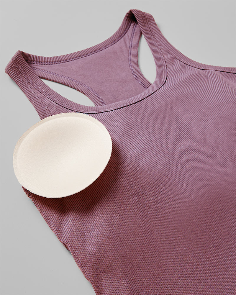 32 Degrees Grapeade _ Women's soft Rib Racerback Bra Tank {model: Malika is 5'7"and size 12 wearing size L}{bottom}{right} {bottom}{right}