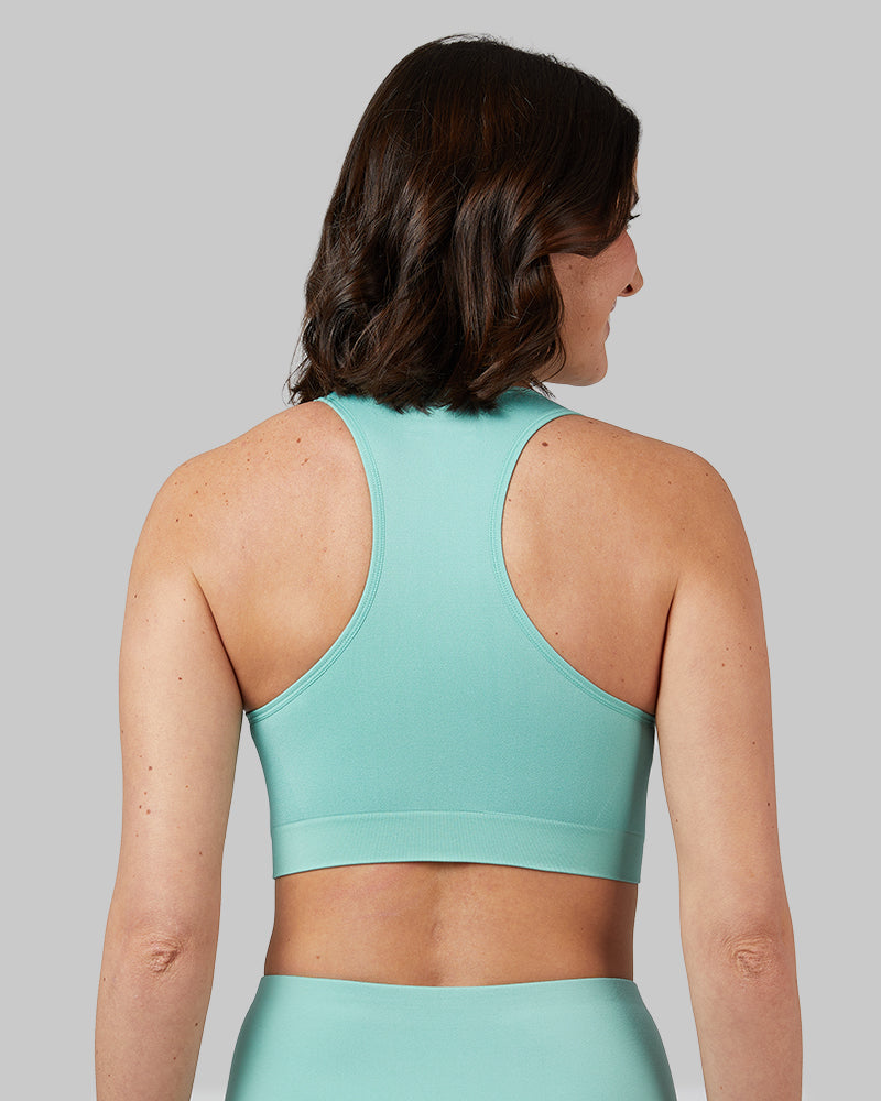 32 Degrees Canton Green _ Women's seamless Racerback sports Bra {model: Debora is 5'9"and size 4 wearing size S}{bottom}{right} {bottom}{right}