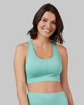 32 Degrees Canton Green _ Women's seamless Racerback sports Bra {model: Debora is 5'9"and size 4 wearing size S}{bottom}{right} {bottom}{right}