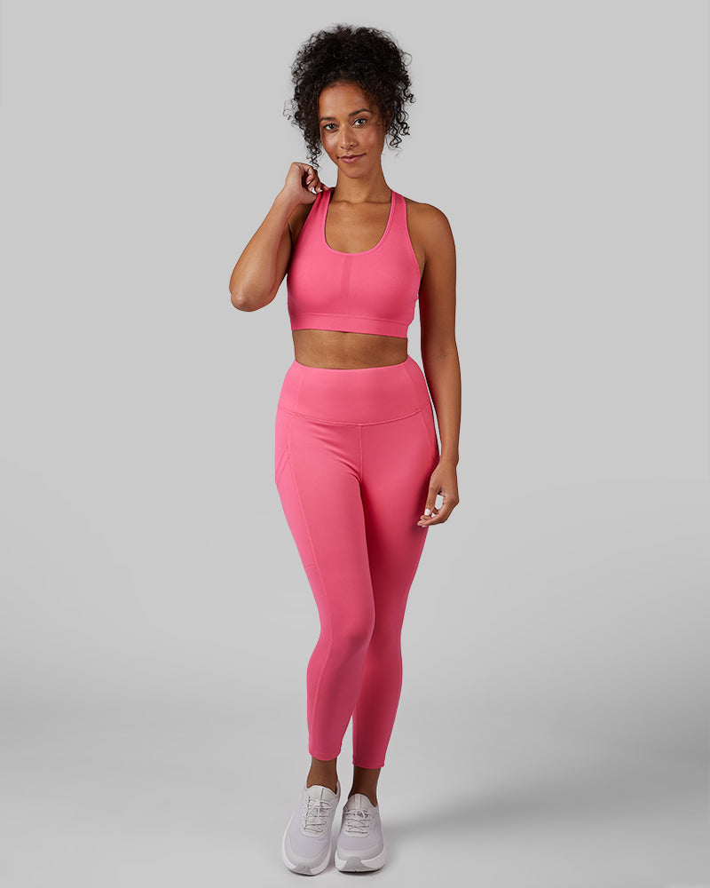32 Degrees Hot Pink _ Women's Scoop Longline Comfort Bra {model: Malika is 5'9" and size 4, wearing size S}{bottom}{right}
