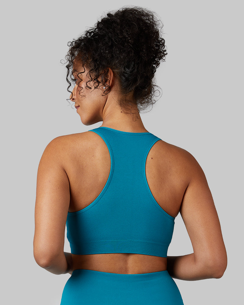 32 Degrees Ocean Depths _ Women's Scoop Longline Comfort Bra {model: Malika is 5'9" and size 4, wearing size S}{bottom}{right}