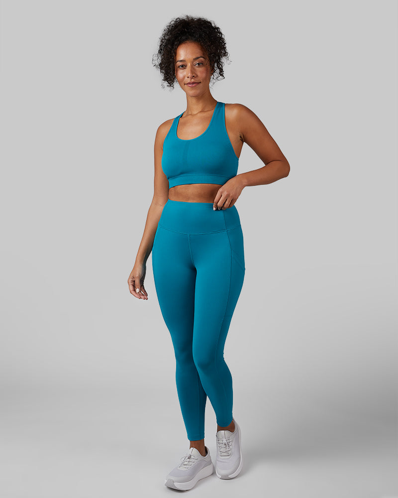 32 Degrees Ocean Depths _ Women's Scoop Longline Comfort Bra {model: Malika is 5'9" and size 4, wearing size S}{bottom}{right}