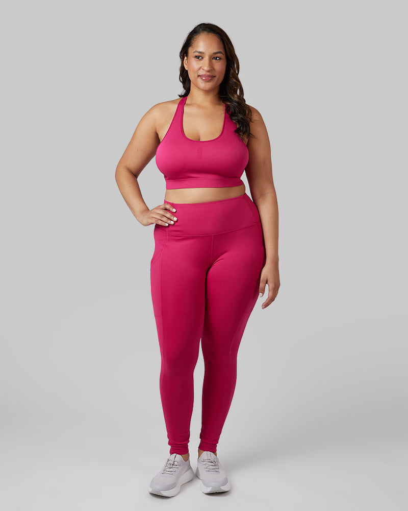 32 Degrees Vivacious _ Women's seamless Racerback sports Bra {model: Madison is 5'9and size 16 wearing size XL}{bottom}{right} {bottom}{right}