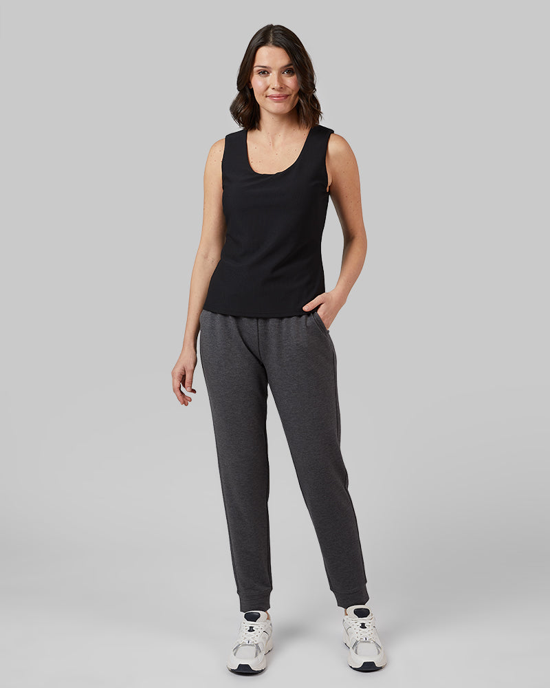 32 Degrees Black _ Women's Active Rib Bra Tank {model: Debora is 5'9"and size 4 wearing size S}{bottom}{right} {bottom}{right}