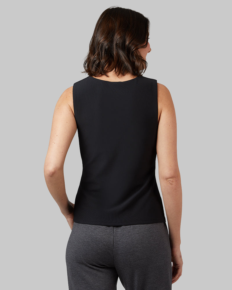 32 Degrees Black _ Women's Active Rib Bra Tank {model: Debora is 5'9"and size 4 wearing size S}{bottom}{right} {bottom}{right}