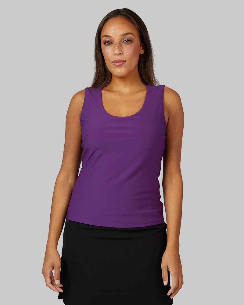 32 Degrees Imperial Purple _ Women's Active Rib Bra Tank {model: Shelby is 5'9"and size 4 wearing size S}{bottom}{right} {bottom}{right}