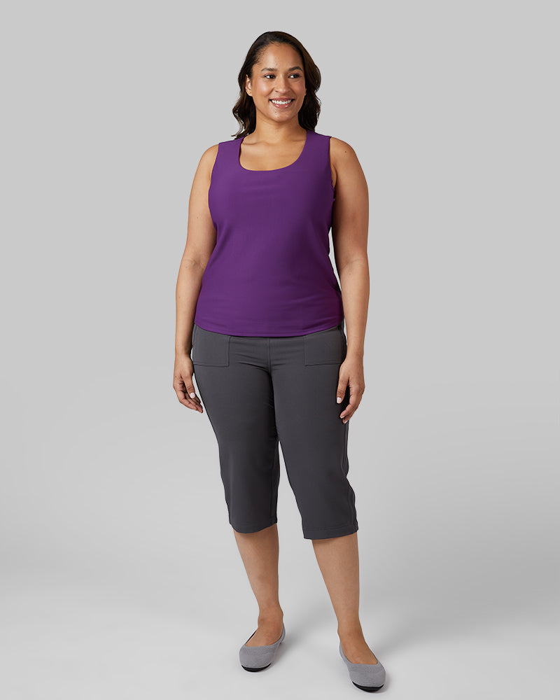 32 Degrees Imperial Purple _ Women's Active Rib Bra Tank {model: Madison is 5'9and size 16 wearing size XL}{bottom}{right} {bottom}{right}