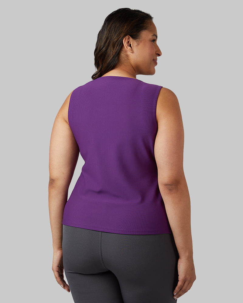 32 Degrees Imperial Purple _ Women's Active Rib Bra Tank {model: Madison is 5'9and size 16 wearing size XL}{bottom}{right} {bottom}{right}