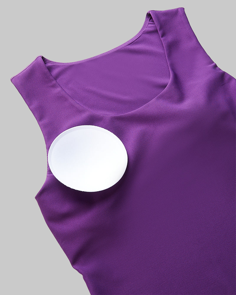 32 Degrees Imperial Purple _ Women's Active Rib Bra Tank {model: Shelby is 5'9"and size 4 wearing size S}{bottom}{right} {bottom}{right}
