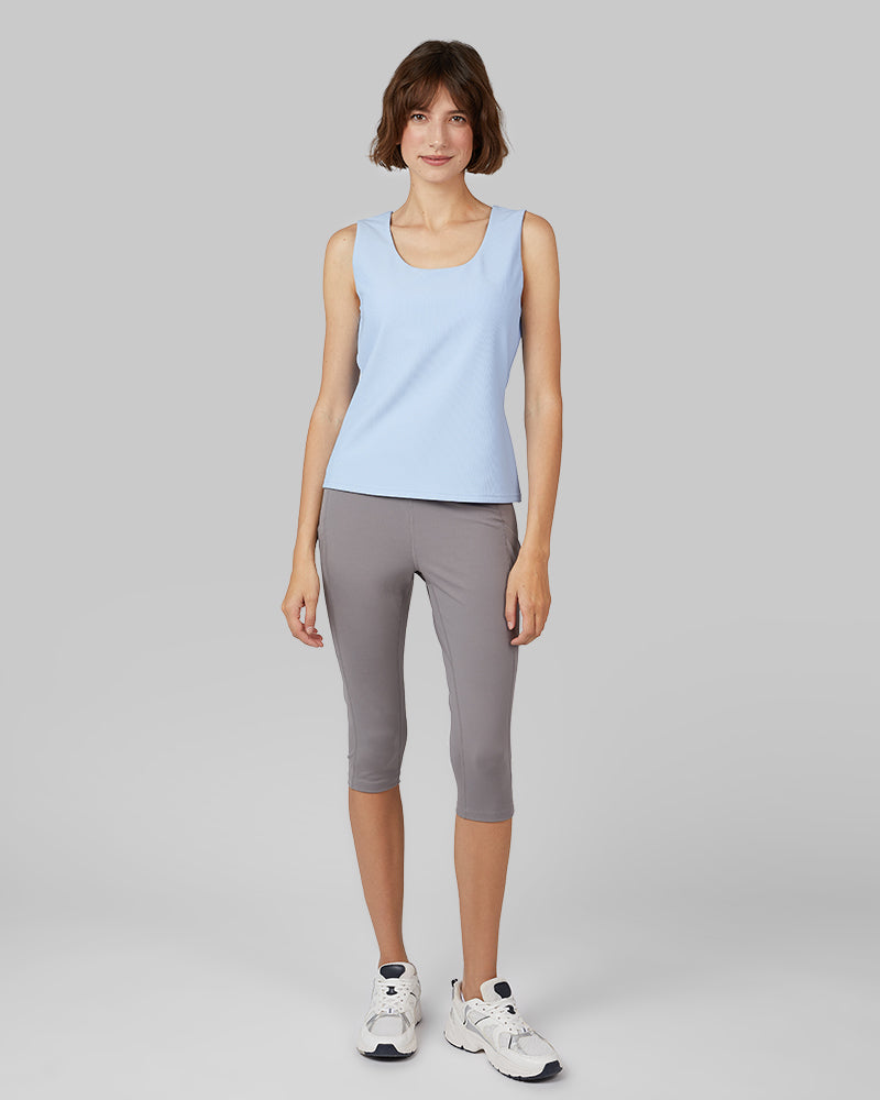 32 Degrees Seashell Blue _ Women's Active Rib Bra Tank {model: Kathie is 5'9"and size 4 wearing size S}{bottom}{right} {bottom}{right}
