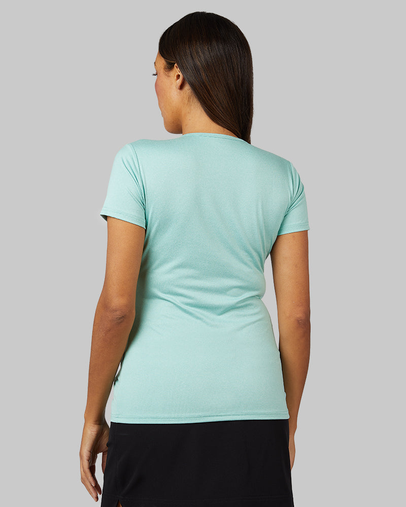 32 Degrees Canton Heather _ Women's Cool Fitted T-shirt {model: Shelby is 5'9"and size 4 wearing size S}{bottom}{right} {bottom}{right}