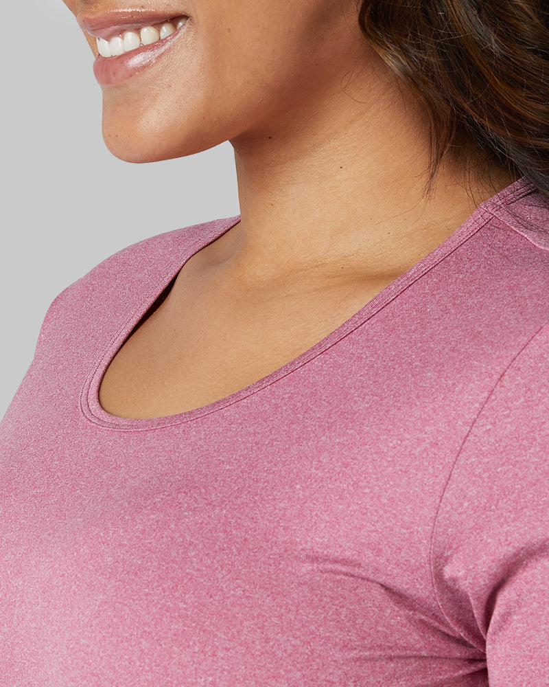 32 Degrees Malaga Heather _ Women's Cool Fitted T-shirt {model: Madison is 5'9and size 16 wearing size XL}{bottom}{right} {bottom}{right}