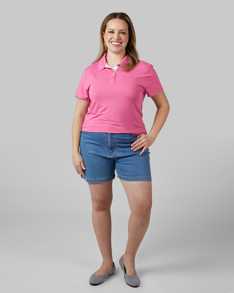 32 Degrees Gin Fizz _ Women's Cool Fitted Polo {model: Allison is 5'9"and size 14 wearing size L}{bottom}{right} {bottom}{right}