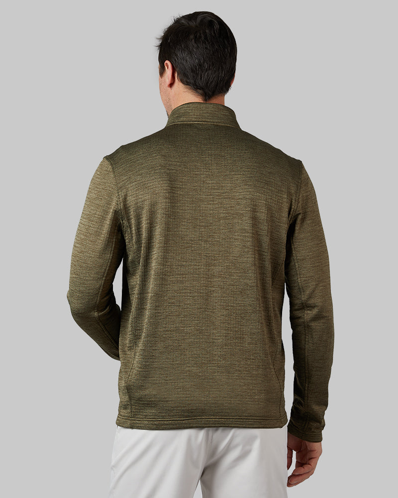 32 Degrees Tea Leaf Space Dye _ Men's Grid Tech Full-Zip {model: Andrew is 6'2", wearing size M}{bottom}{right} {bottom}{right}