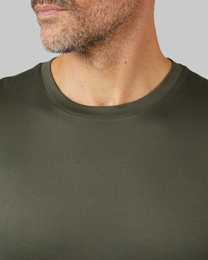 32 Degrees Oregano _ Men's Cool Classic Crew T-shirt {model: Eduardo is 6'1", wearing size M}{bottom}{right} {bottom}{right}