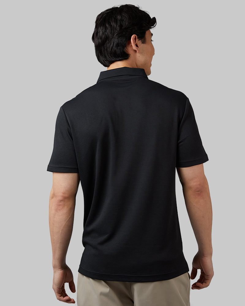 32 Degrees Black _ Men's Golf Polo {model: Warwick is 6'1", wearing size M}{bottom}{right} {bottom}{right}