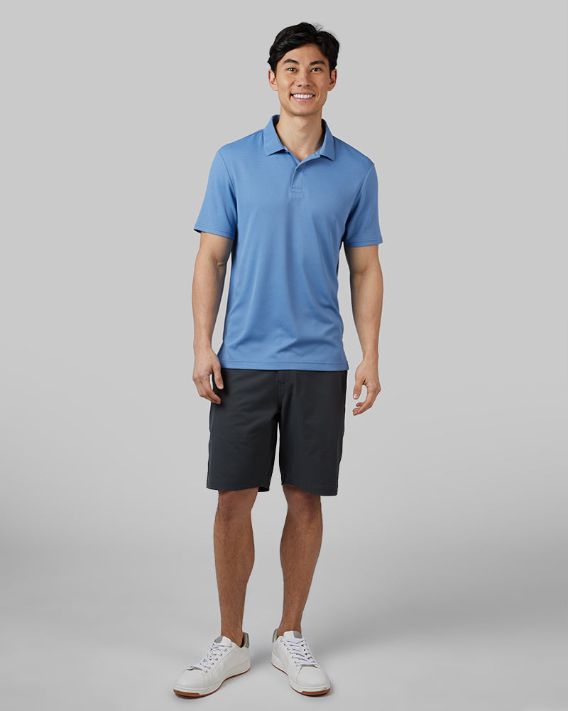 32 Degrees Chambray _ Men's Golf Polo {model: Warwick is 6'1", wearing size M}{bottom}{right} {bottom}{right}