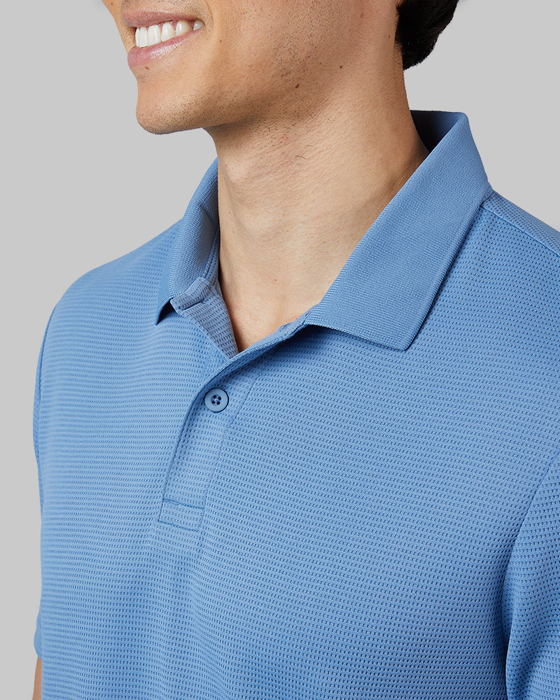 32 Degrees Chambray _ Men's Golf Polo {model: Warwick is 6'1", wearing size M}{bottom}{right} {bottom}{right}