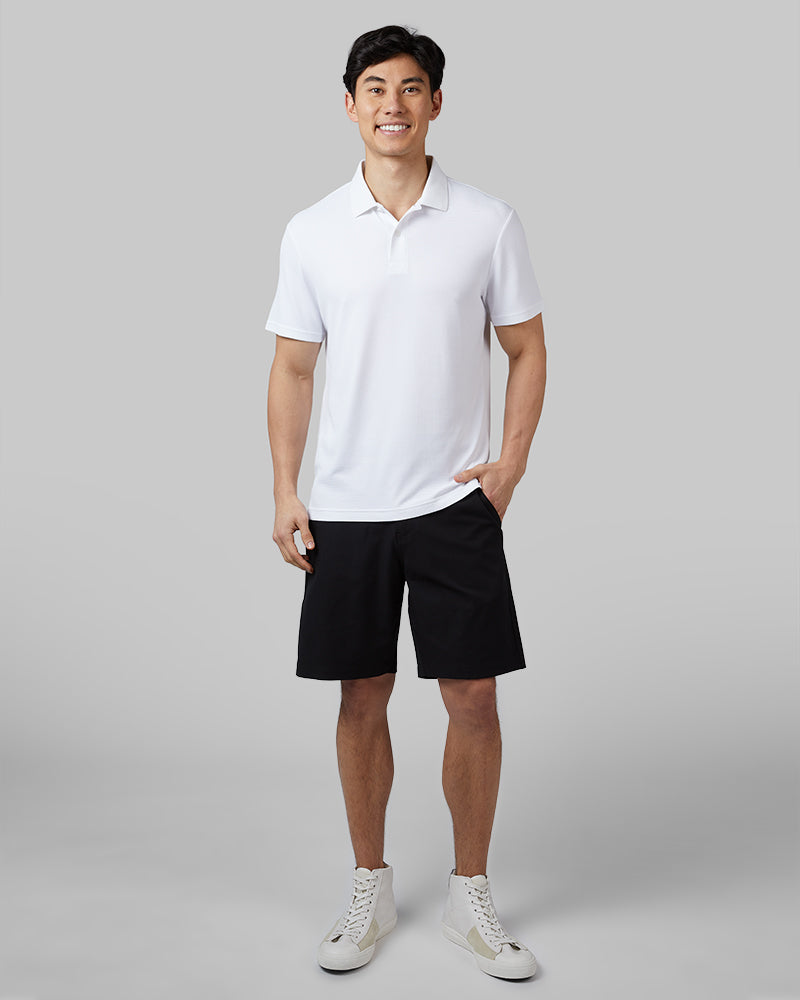 32 Degrees White _ Men's Golf Polo {model: Warwick is 6'1", wearing size M}{bottom}{right} {bottom}{right}