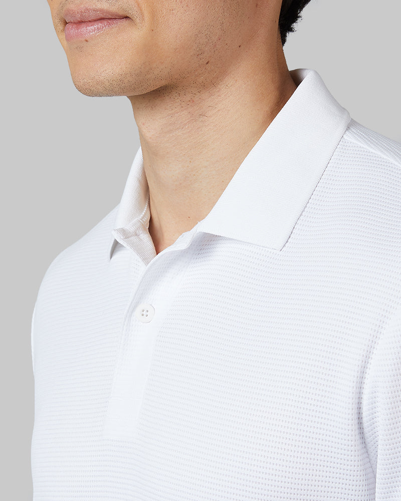 32 Degrees White _ Men's Golf Polo {model: Warwick is 6'1", wearing size M}{bottom}{right} {bottom}{right}