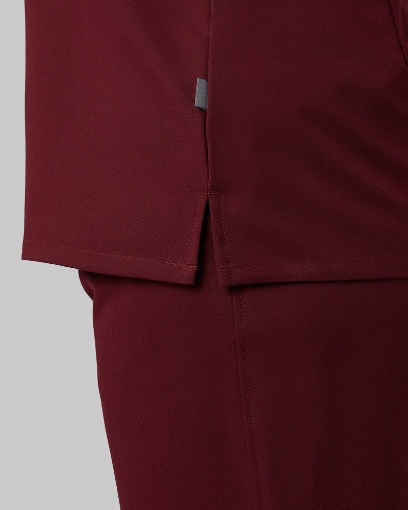 32 Degrees Burgundy _ Womens 1-Pocket V-Neck scrub Top {model: Francesca is 5'10and size 6 wearing size M}{bottom}{right} {bottom}{right}