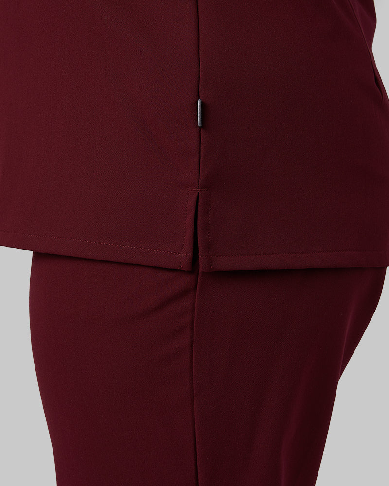 32 Degrees Burgundy _ Womens 1-Pocket V-Neck scrub Top {model: Madison is 5'9and size 16 wearing size XL}{bottom}{right} {bottom}{right}