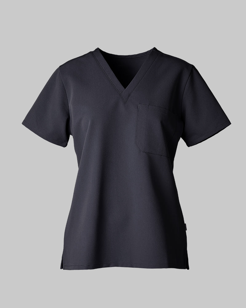 32 Degrees Charcoal _ Womens 1-Pocket V-Neck scrub Top {bottom}{right}