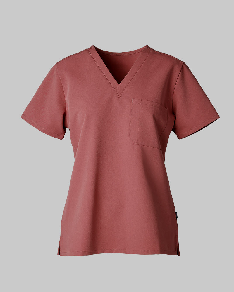 32 Degrees Mauve _ Womens 1-Pocket V-Neck scrub Top {bottom}{right}