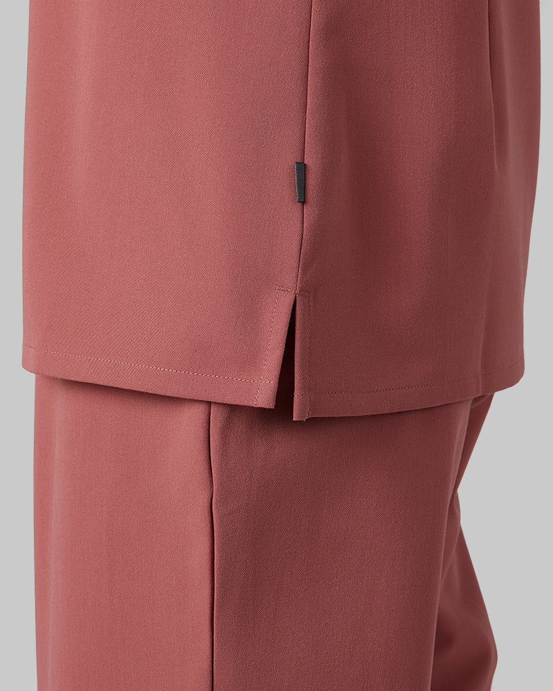 32 Degrees Mauve _ Womens 1-Pocket V-Neck scrub Top {model: Colby is 5'9"and size 4 wearing size S}{bottom}{right} {bottom}{right}