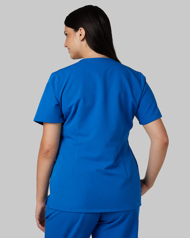 32 Degrees Royal _ Womens 1-Pocket V-Neck scrub Top {model: Francesca is 5'10and size 6 wearing size M}{bottom}{right} {bottom}{right}