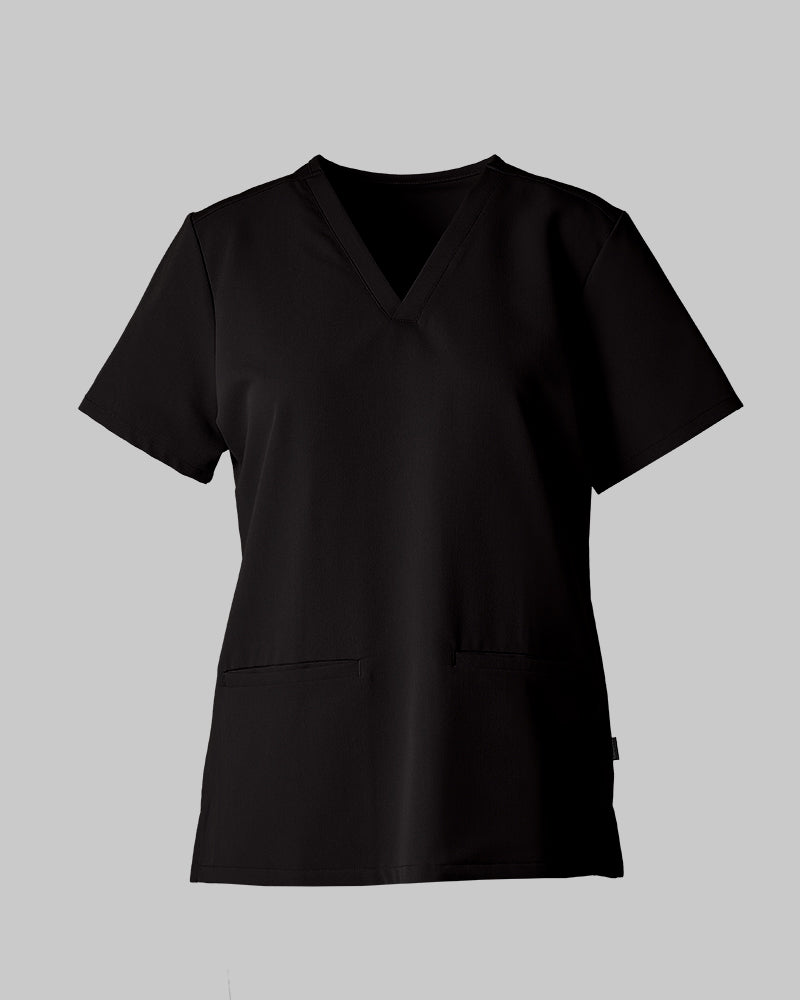 32 Degrees Black _ Women's 2-Pocket V-Neck scrub Top {bottom}{right}